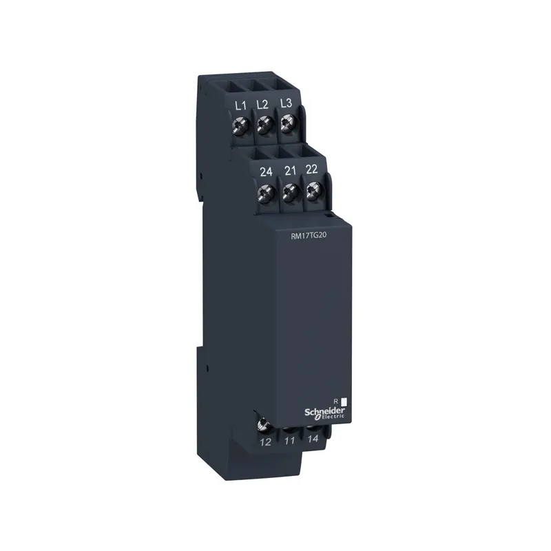RM17TG20 - 3-phase control relay, Harmony Control Relays, 5A, 2CO, 208...480V AC. Width 0.7 in (17.5 mm) V AC 208...480. Compatible with a wide range of رله کنترل فاز تک چراغ اشنایدر RM17TG20
